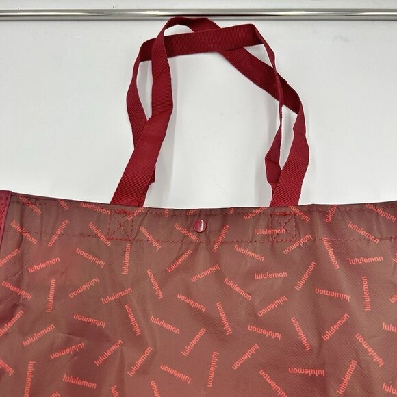 Lululemon Reusable Shopping Gift Bag Yoga Tote Logo Large Red 16" x 14" x 6" - Picture 2 of 5